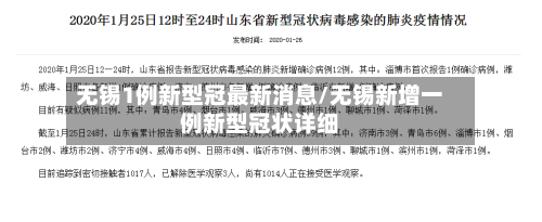 无锡1例新型冠最新消息/无锡新增一例新型冠状详细-第2张图片