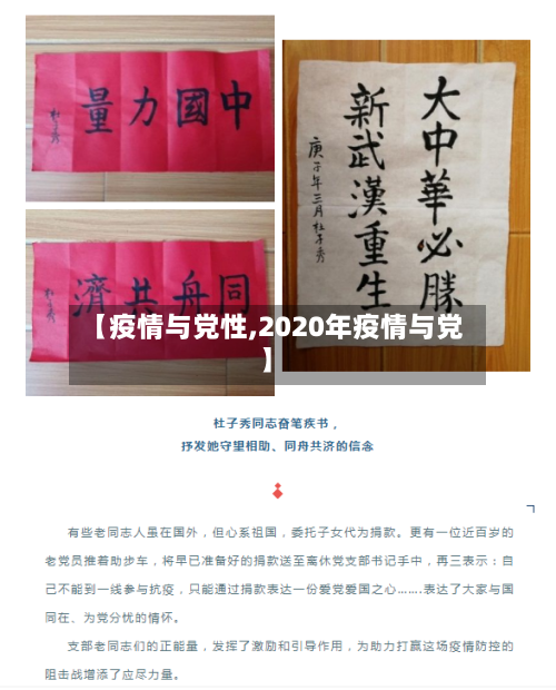 【疫情与党性,2020年疫情与党】-第1张图片